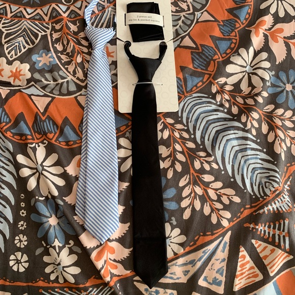 Other - Wonder nation boys 2 pack of ties (one size) black zip tie & black pocket square